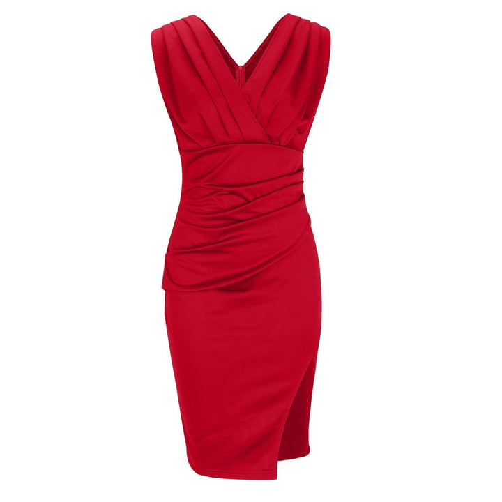 Roseline™|Robe cintrée avec décolleté en V et fente