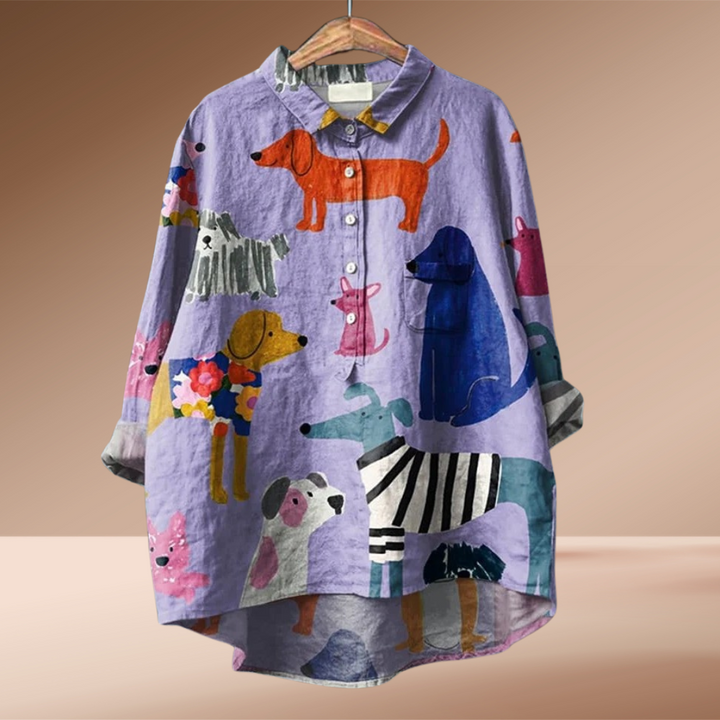 Odie™|Blouse Femme Exclusive avec Imprimé Chiens