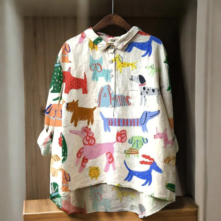 Odie™|Blouse Femme Exclusive avec Imprimé Chiens
