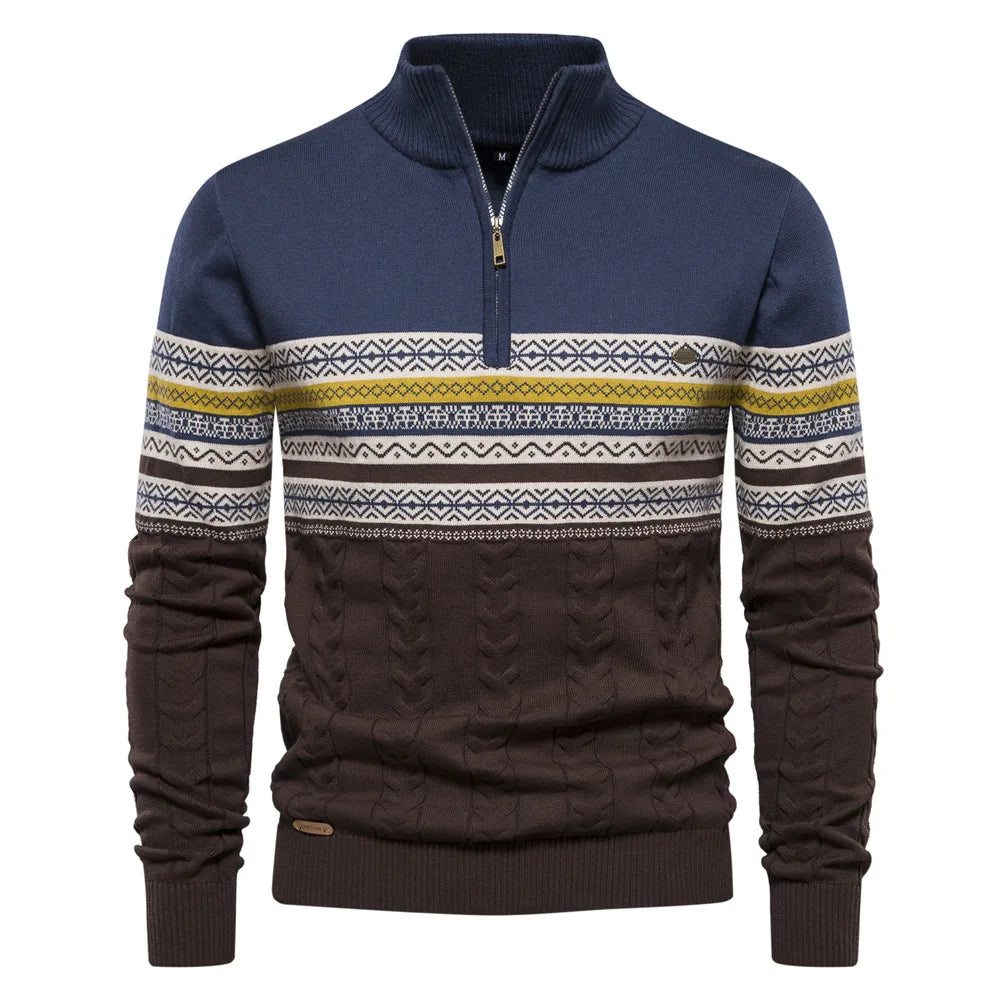 Émile™|Pull à Motif Nordique Zippé