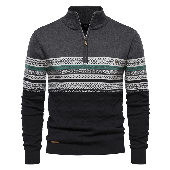 Émile™|Pull à Motif Nordique Zippé