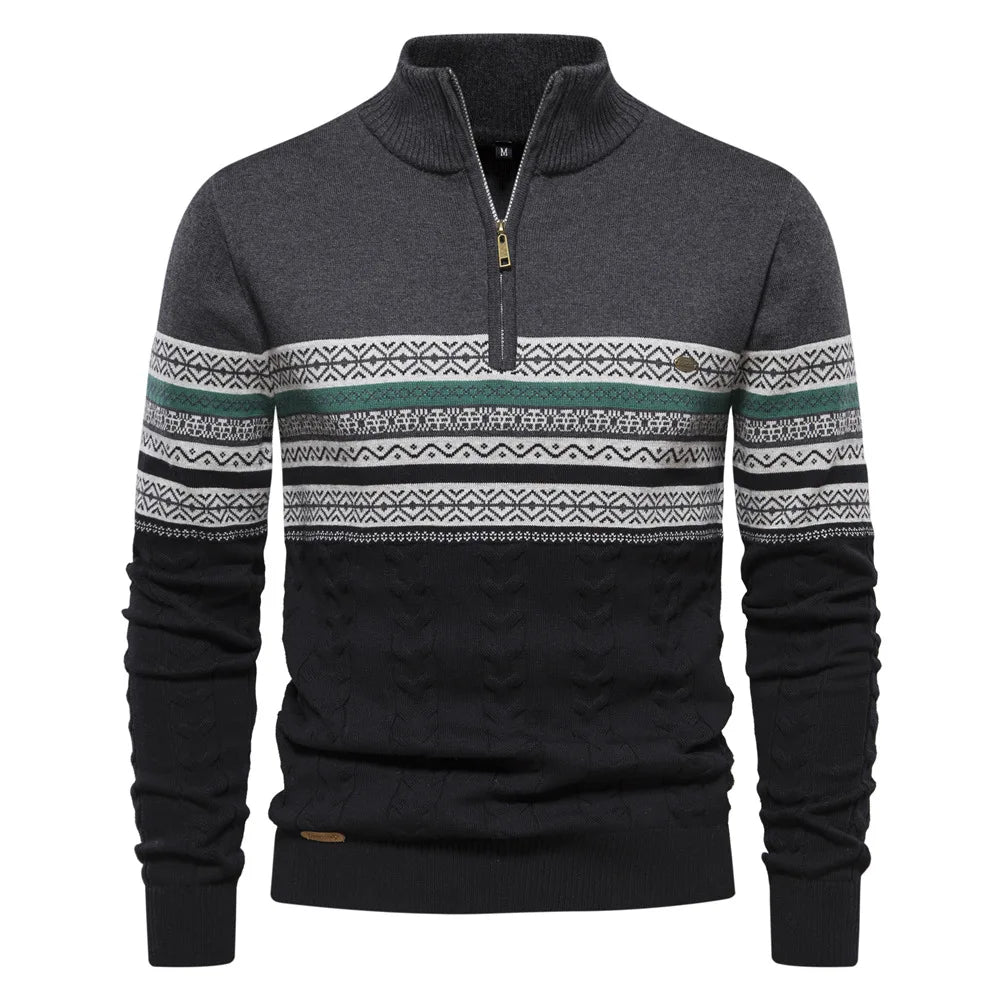 Émile™|Pull à Motif Nordique Zippé