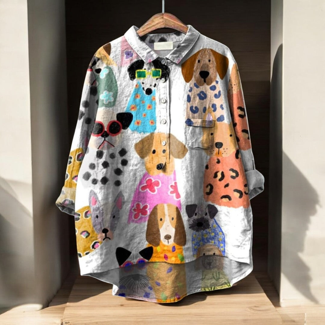 Odie™|Blouse Femme Exclusive avec Imprimé Chiens