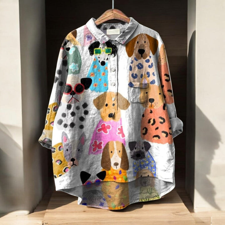 Odie™|Blouse Femme Exclusive avec Imprimé Chiens