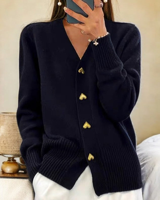 Emma™|Cardigan Élégant avec Boutons en Cœur