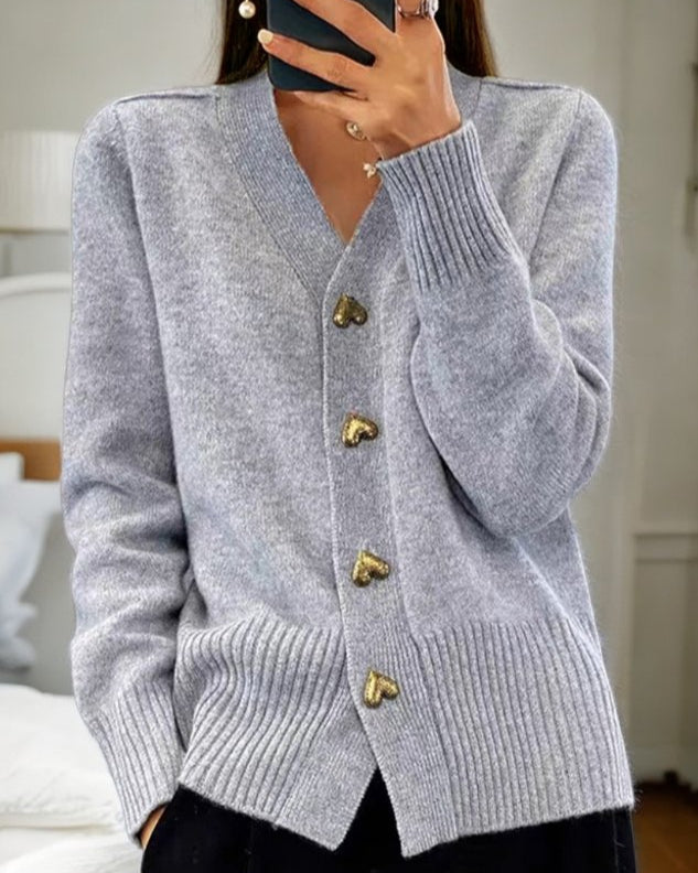 Emma™|Cardigan Élégant avec Boutons en Cœur
