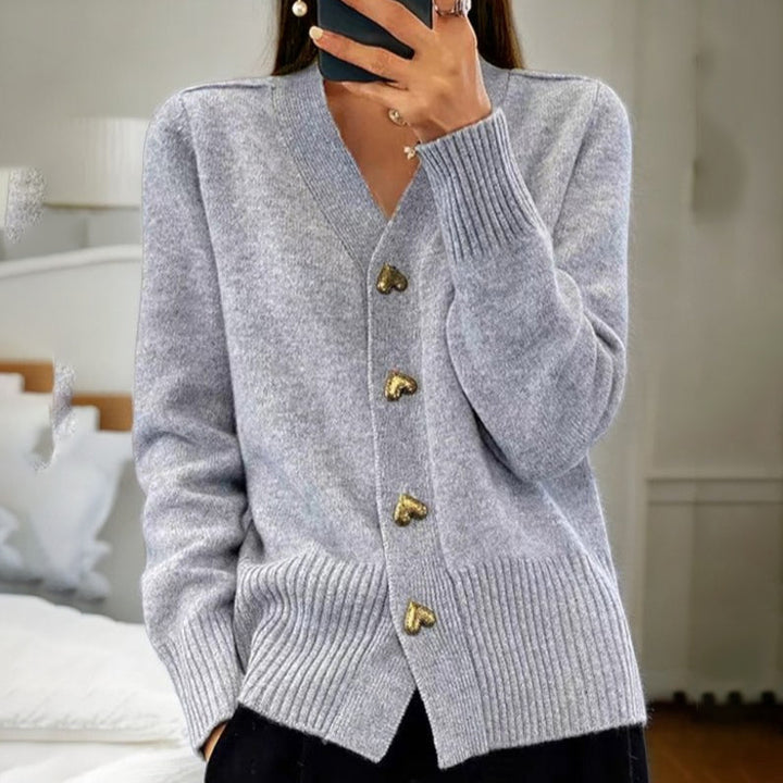 Emma™|Cardigan Élégant avec Boutons en Cœur