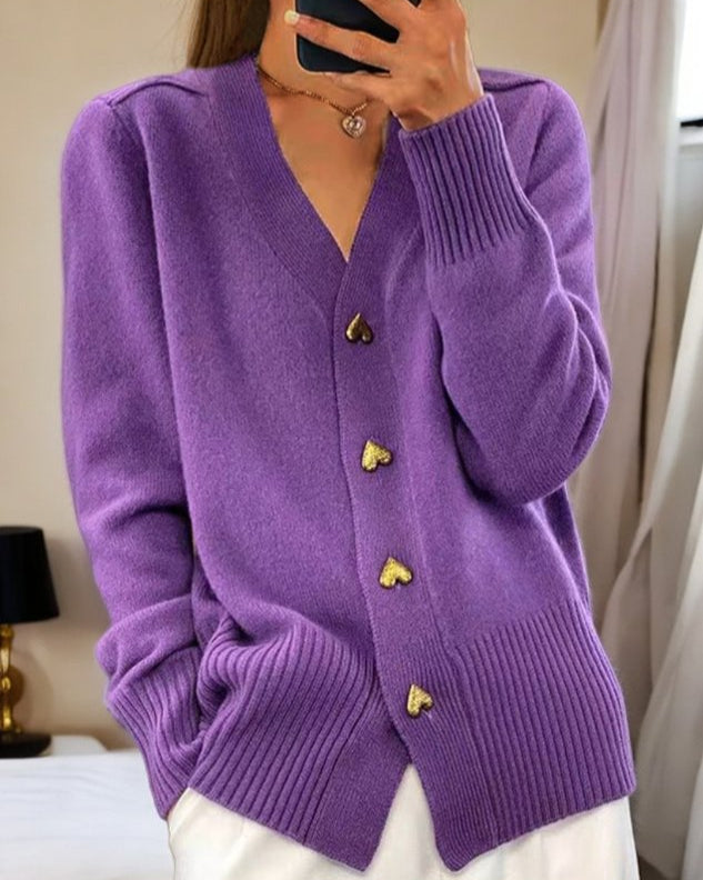 Emma™|Cardigan Élégant avec Boutons en Cœur