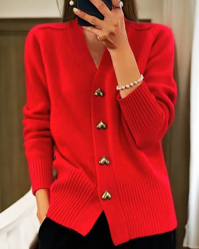 Emma™|Cardigan Élégant avec Boutons en Cœur